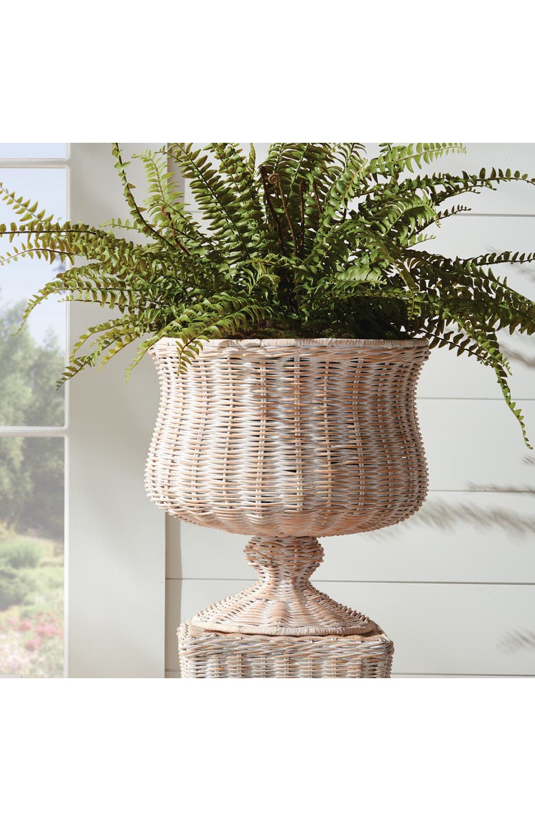 Napa Home & Garden Chesapeake Rattan Footed Urn Wide - Whitewash, Alternate, color, White