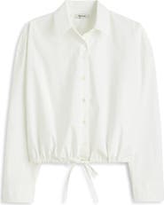 Madewell Drawstring Button-Up Shirt in Cotton Poplin