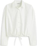 Madewell Drawstring Button-Up Shirt in Cotton Poplin