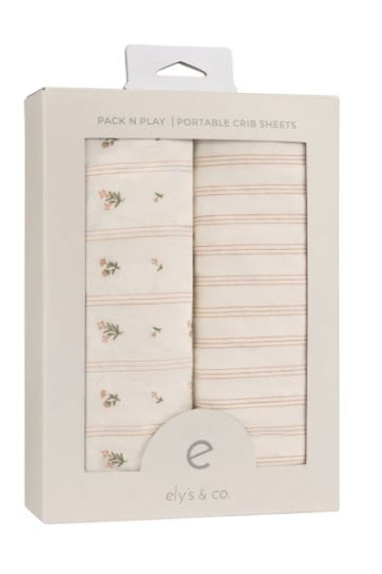 Baby Fitted Pack n Play - Mini Crib Sheet 2 Packs, Alternate, color, Linear Floral