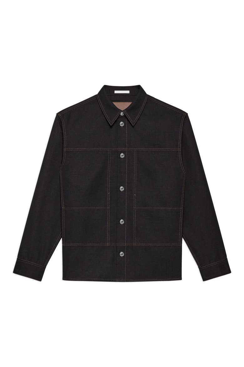 Wool Gabardine Trucker Shirt Jacket, Alternate, color, NAVY MELANGE