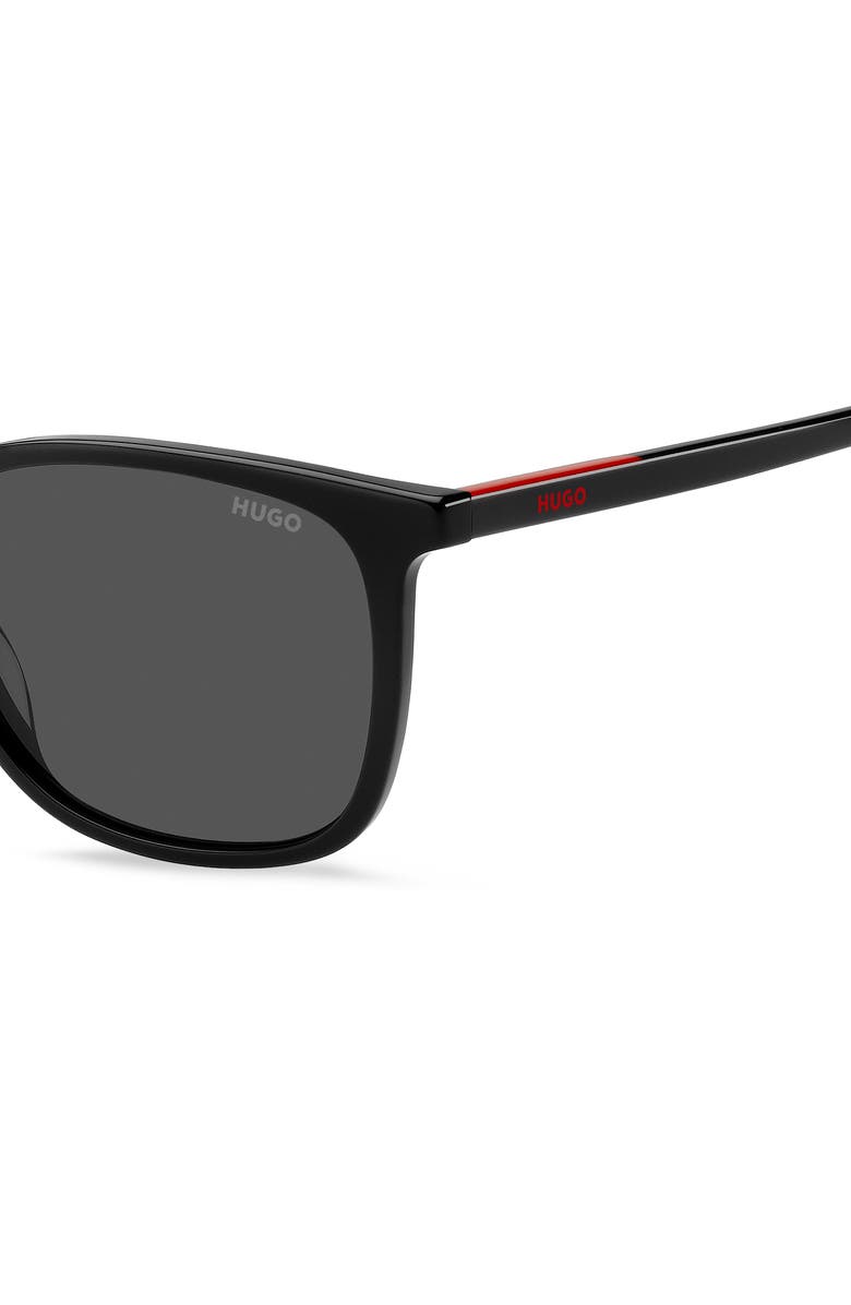 HUGO 53mm Rectangular Sunglasses, Alternate, color, Black/ Grey