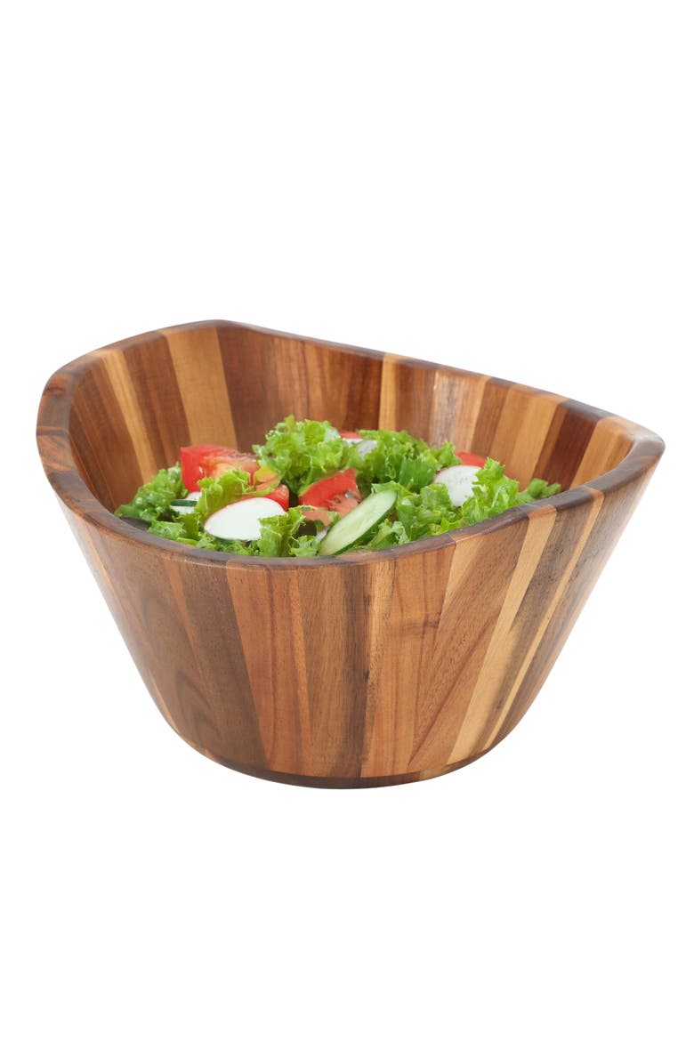 11.75 Inch Acacia Wood Deep Salad Bowl, Main, color, Acacia