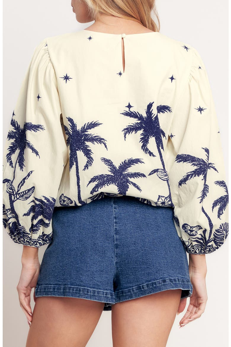 Printed Puff Sleeve Top, Alternate, color, OFF WHITE