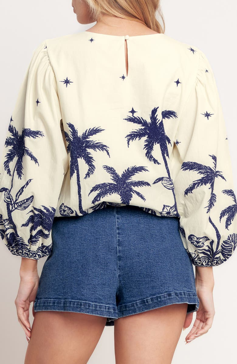 FLYING TOMATO Printed Puff Sleeve Top, Alternate, color, Off White