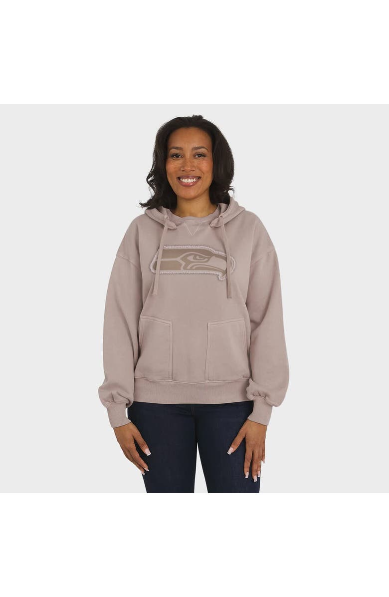 WEAR by Erin Andrews Women's WEAR by Erin Andrews Tan Seattle Seahawks Washed Pullover Crewdie, Alternate, color, Tan