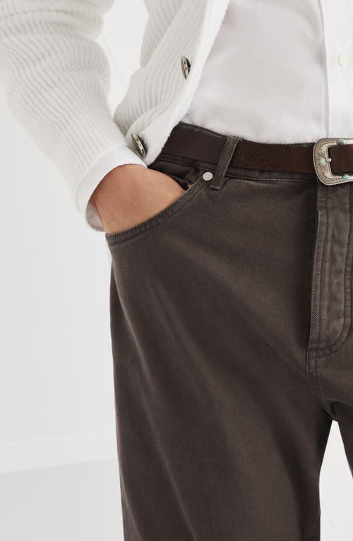 Brunello Cucinelli Garment-dyed Denim Trousers In Coffee