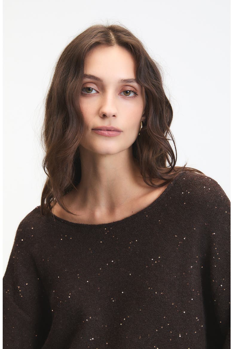 Catalpa Sequin V-Back Sweater, Alternate, color, CHOCOLATE BROWN