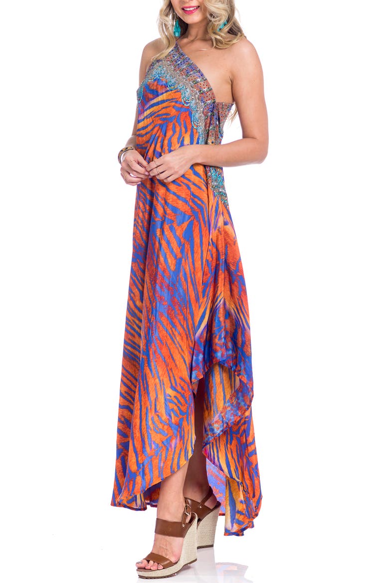 Three Way Handkerchief Hem Maxi Dress, Main, color, ORANGE