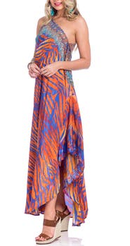 RANEES Three Way Handkerchief Hem Maxi Dress