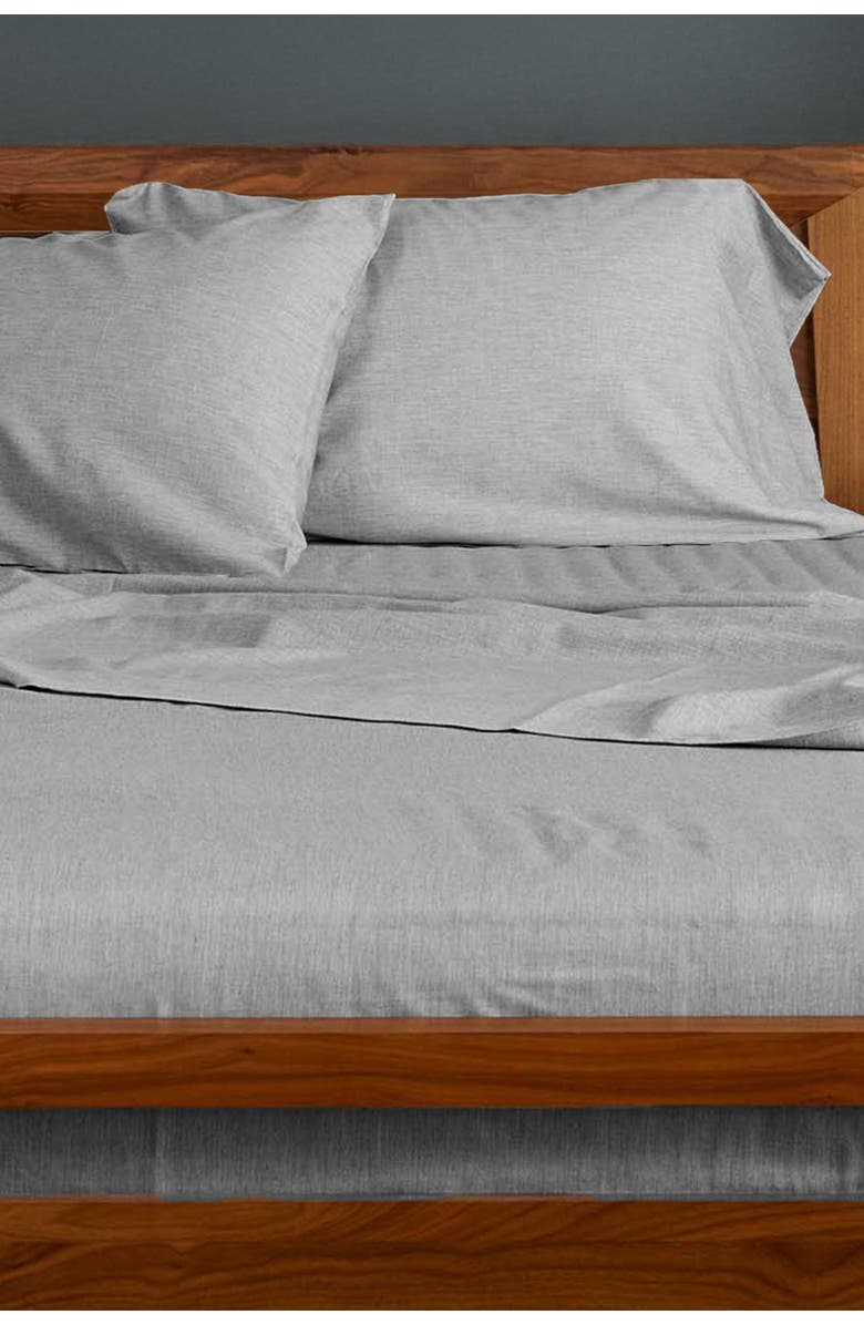 BedVoyage Melange Viscose Cotton Blend Breathable Bed Sheets, Alternate, color, Silver