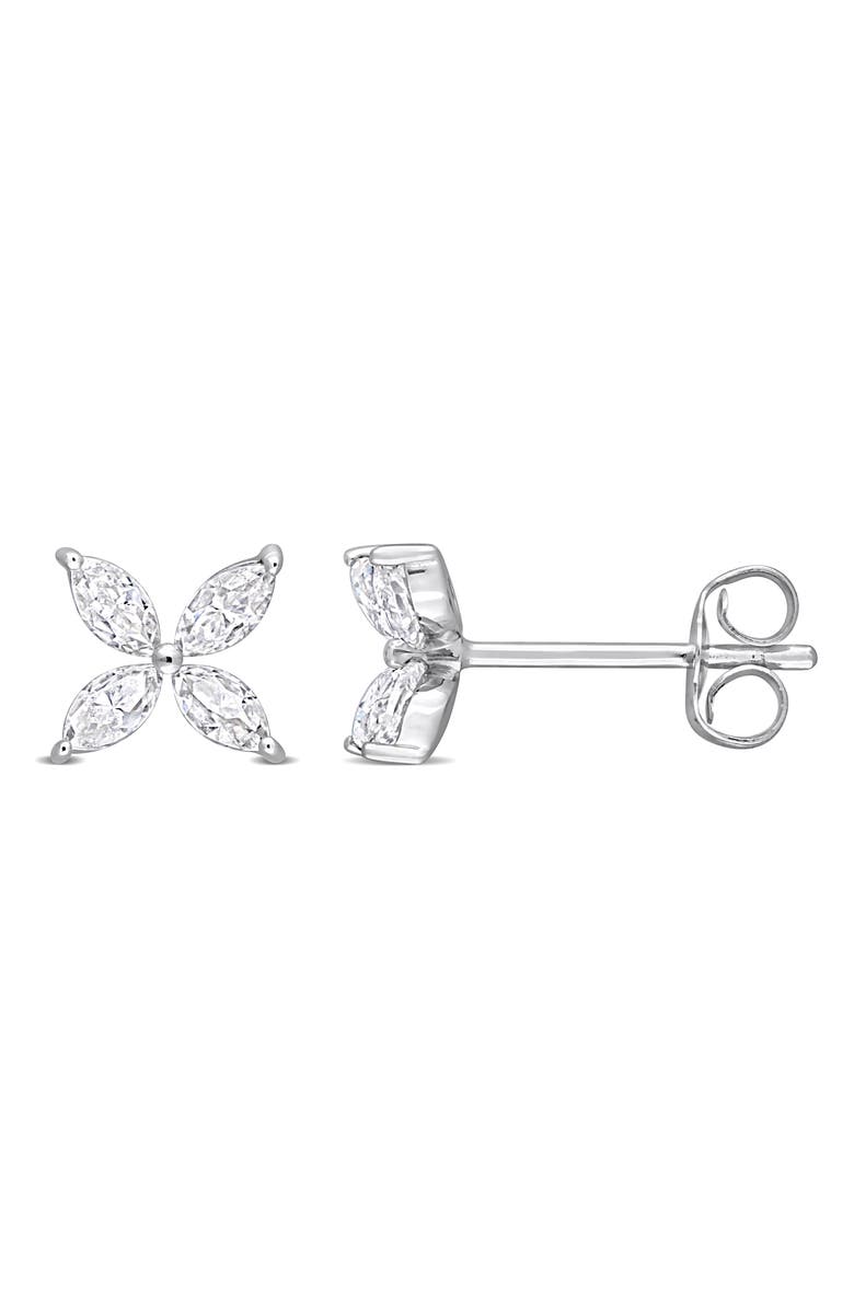 DELMAR Lab Created Moissanite Stud Earrings, Main, color, White