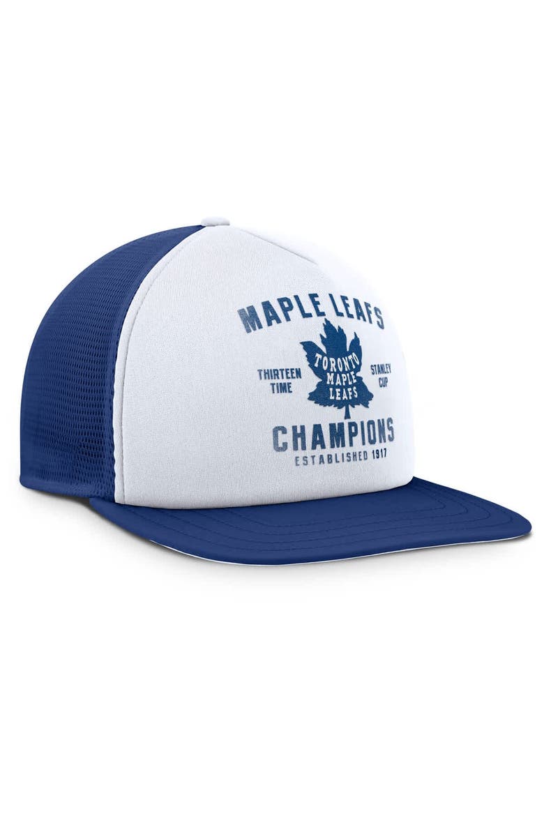 Men's Fanatics White/Blue Toronto Maple Leafs Decades Collection Foam Front Snapback Hat, Alternate, color, White