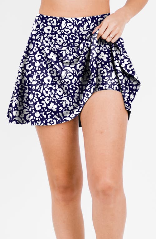 Calypsa Plus Size Flowy Swim Skirt With Shorts In Blue