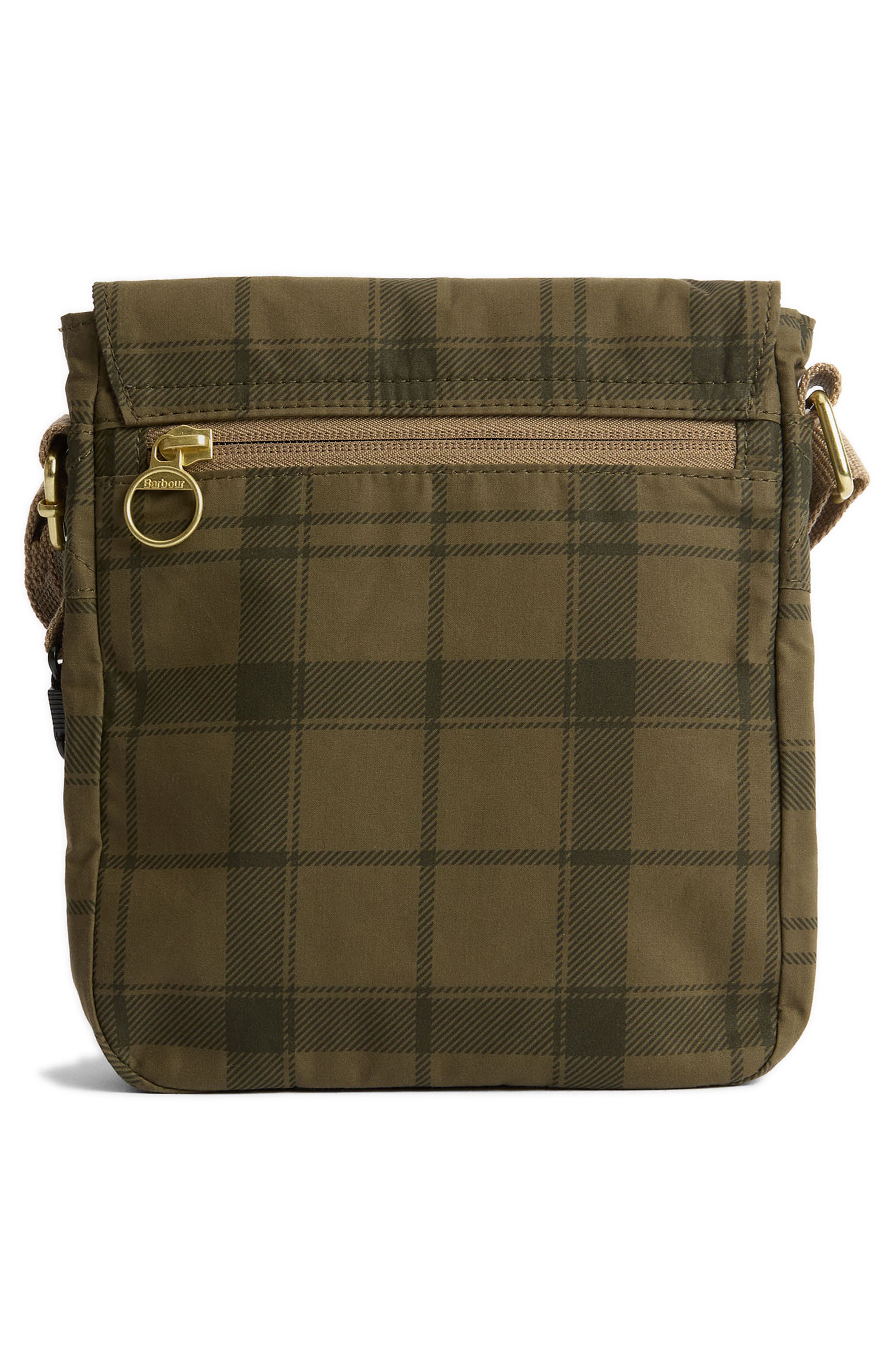 Barbour Transport Tartan Crossbody Bag, Alternate, color, Dusky Green Tartan