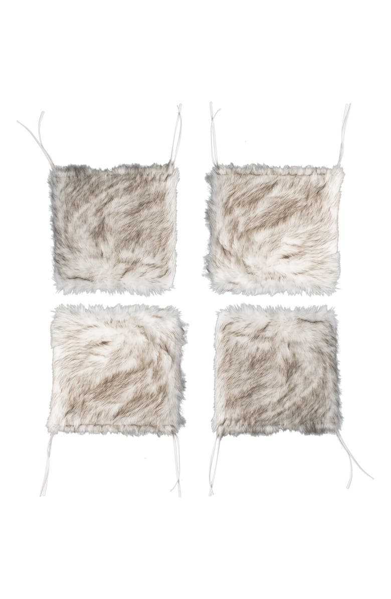 LUXE Laredo Set of 4 Faux Fur Seat Cushions, Main, color, 