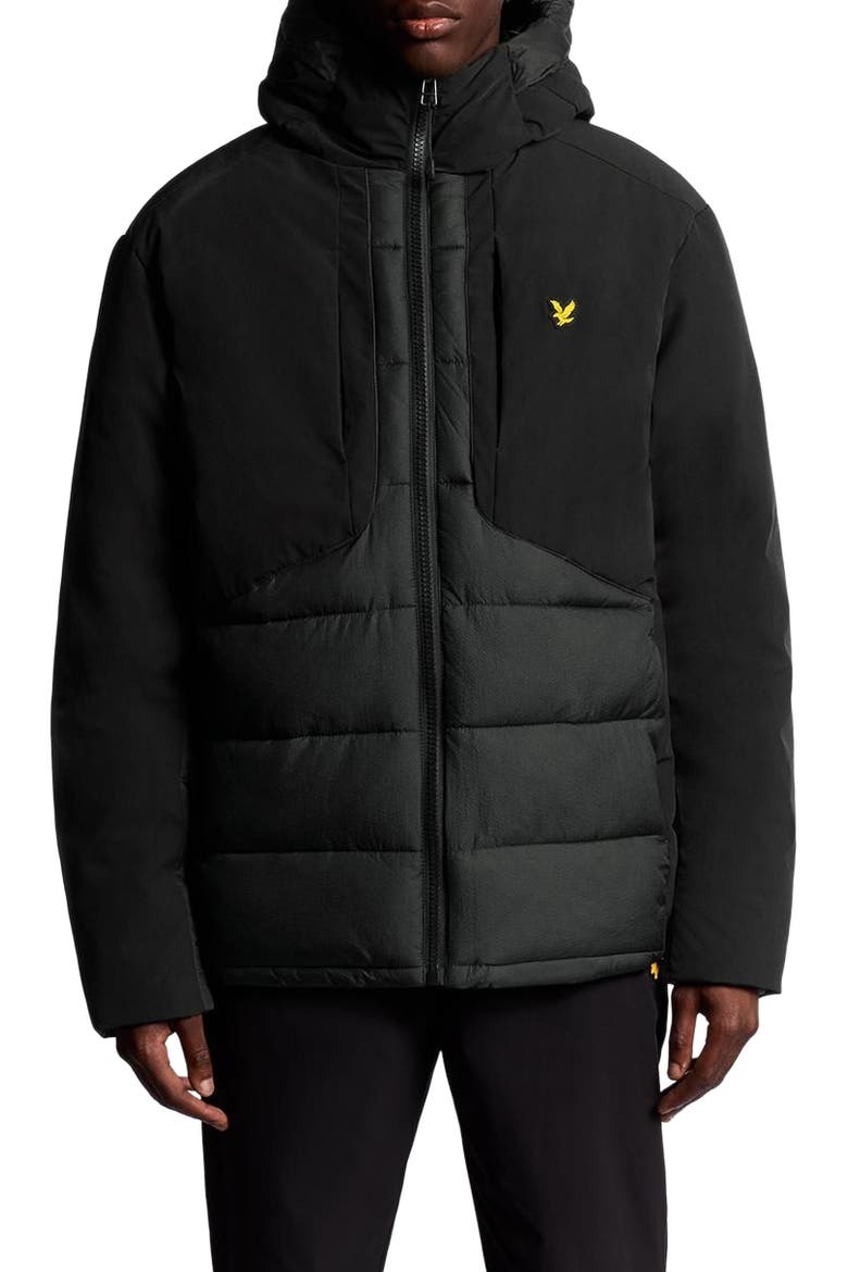 Wadded Hybrid Hooded Jacket, Alternate, color, Jet Black