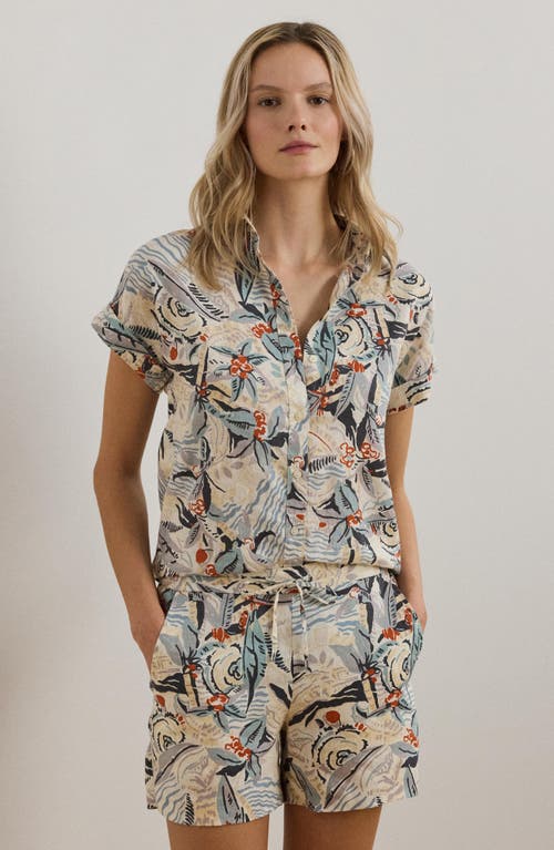 RALPH LAUREN LAUREN RALPH LAUREN FLORAL LINEN BUTTON-UP SHIRT