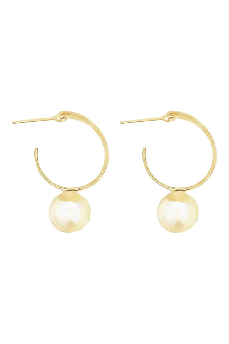 x SHARINA Faux Pearl Drop Hoop Earrings, Alternate, color, GOLD