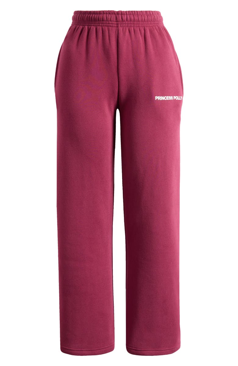 Princess Polly Logo Drawstring Sweatpants, Main, color, Burgundy