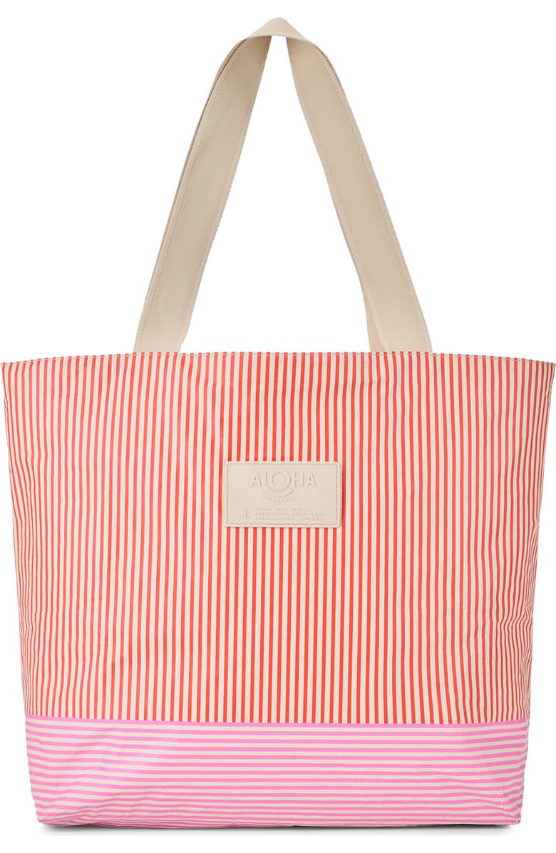 Aloha Collection Day Tripper Cabana Day Water Resistant Tote, Main, color, Red Haute/ Sandstone