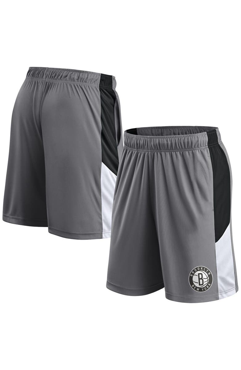 FANATICS Men's Fanatics Branded  Gray Brooklyn Nets Practice Performance Shorts, Main, color, 
