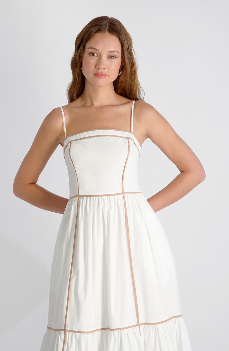 French Connection Cambria Contrast Trim Cotton Maxi Dress, Alternate, color, Summer White
