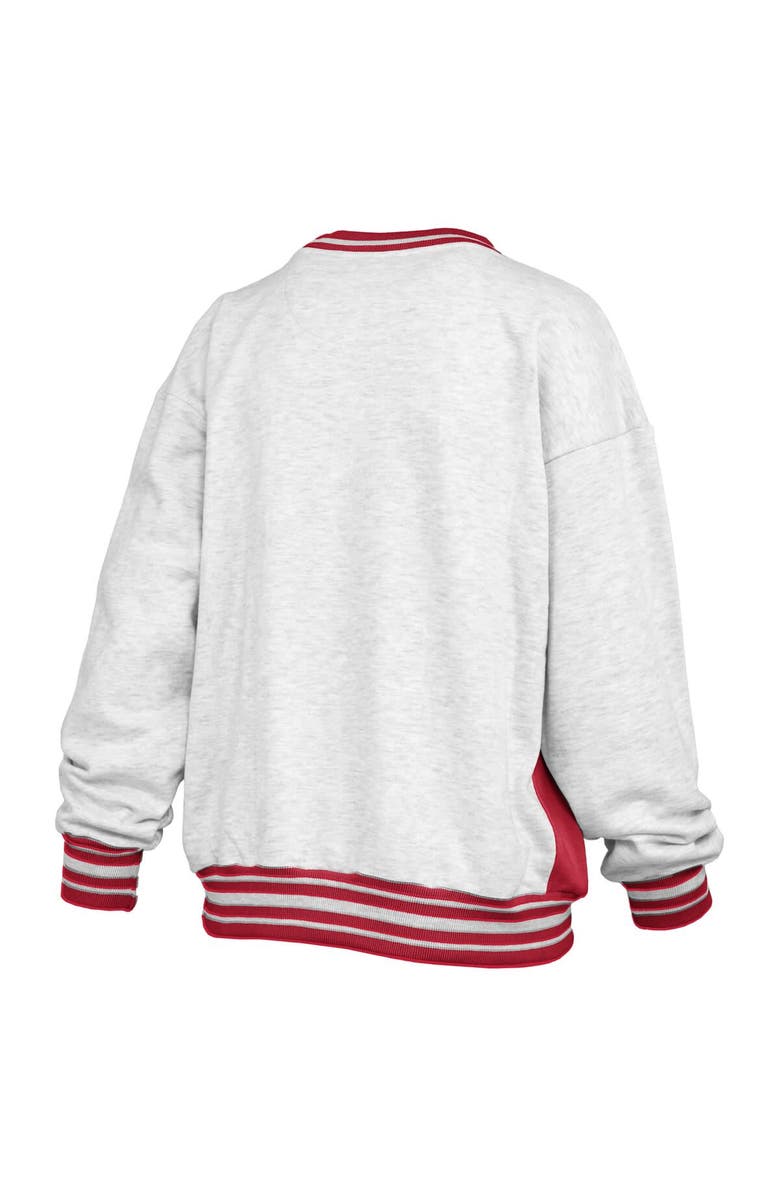 PRESSBOX Women's Pressbox Heather Gray/Scarlet Ohio State Buckeyes Endzone Crewneck Sweatshirt, Alternate, color, 