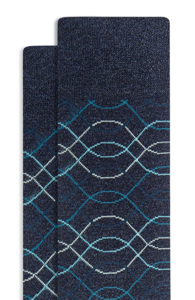 Bugatchi Wavy Stripe Cotton Blend Dress Socks, Alternate, color,