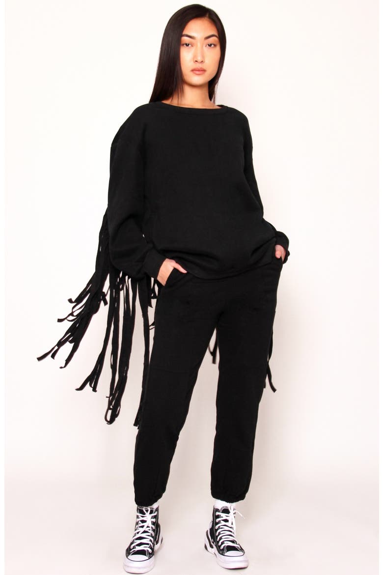 Joe Fringe Sweatshirt, Alternate, color, BLACK