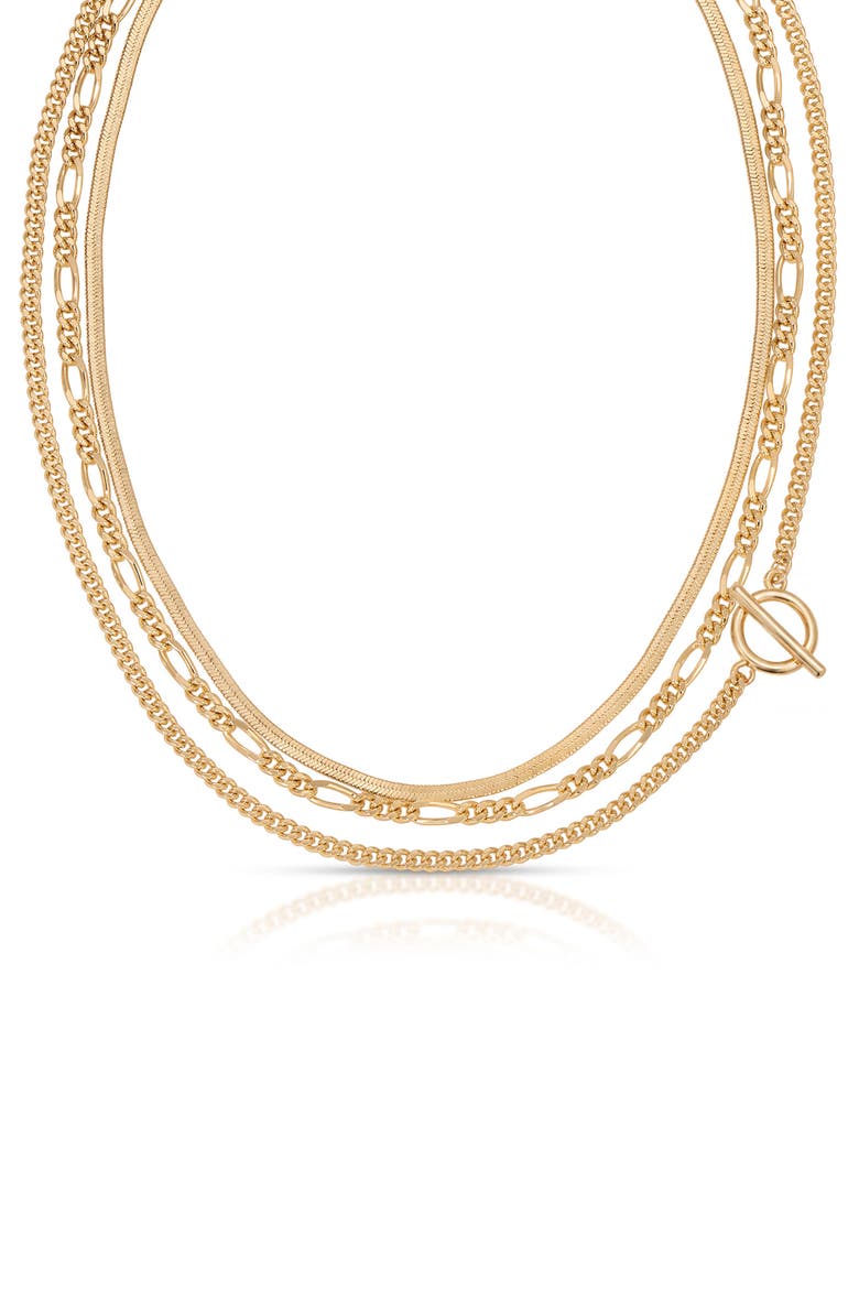 Gilded Layered Link Necklace, Alternate, color, GOLD
