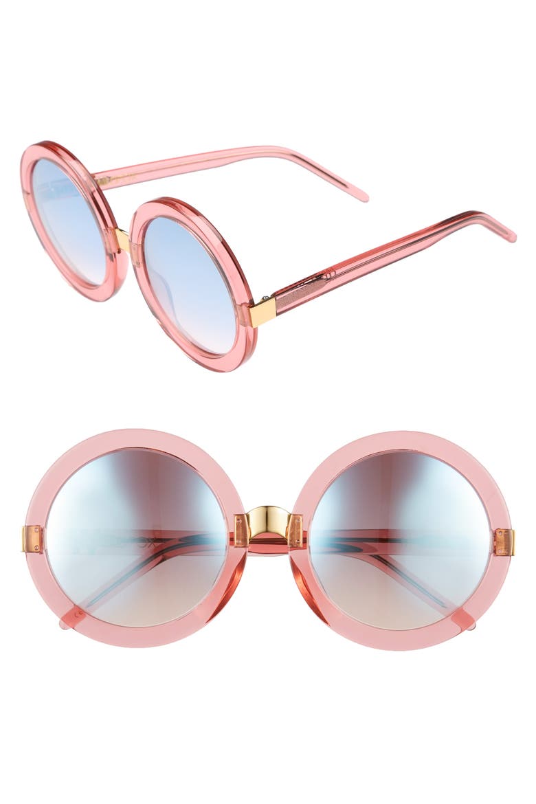 'Malibu Deluxe' 55mm Retro Sunglasses, Main, color, ROSEWATER/ SILVER MIRROR