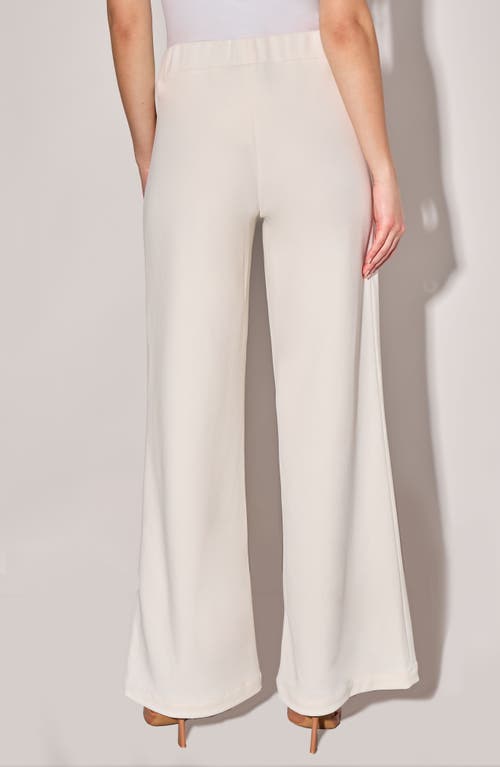Shop Ming Wang Deco Crepe Wide Leg Pants In White