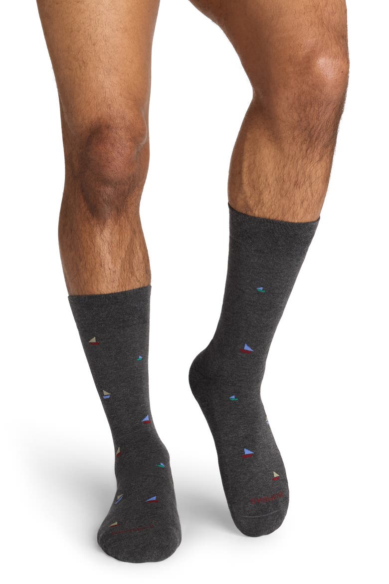 Sailboat Supima® Cotton Blend Socks, Alternate, color, DARK GREY