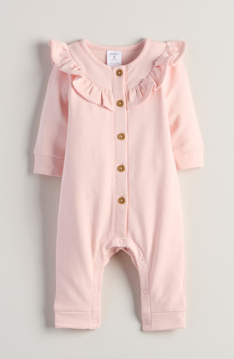 Nordstrom Ruffle Cozy Romper, Main, color, Pink Lotus