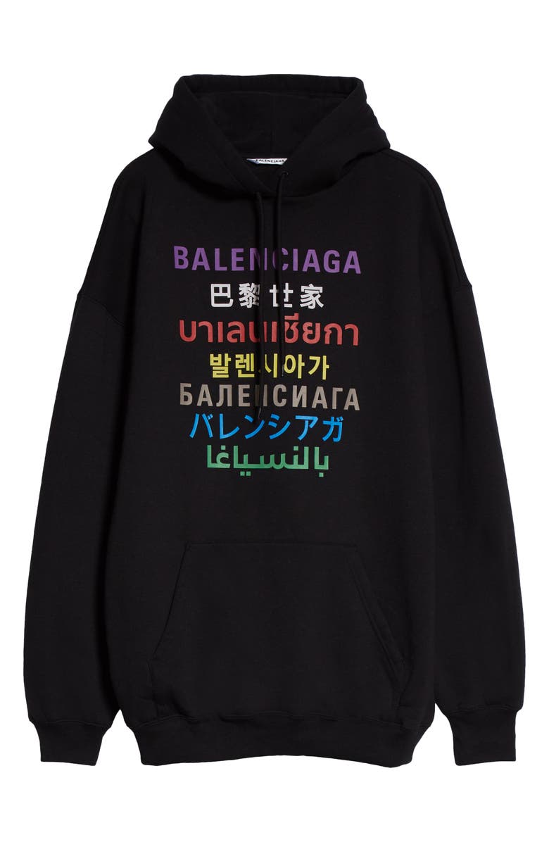 Balenciaga Oversize Logo Hoodie, Alternate, color, 