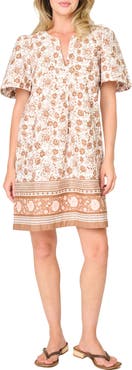 GIBSONLOOK Cabana Vine Border Print Shift Dress