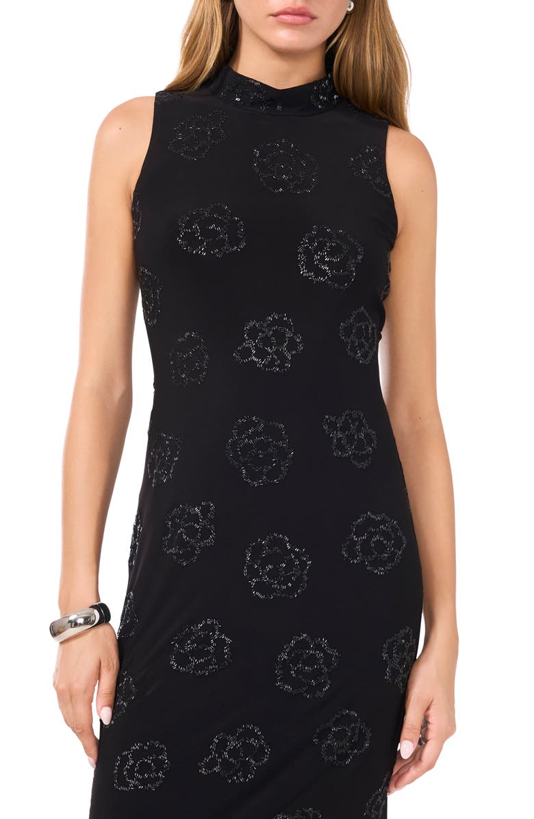 1.STATE Mock Neck Sleeveless Stretch Midi Dress, Alternate, color, Rich Black