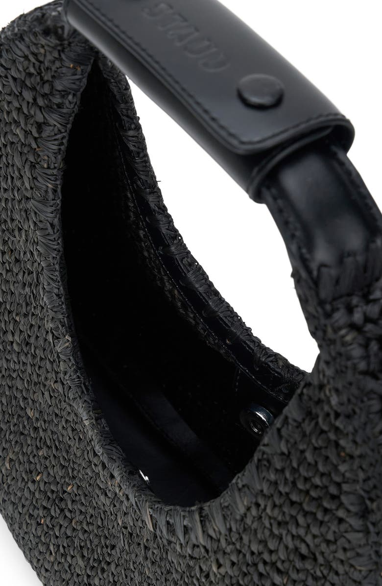 STAUD Moon Raffia Tote, Alternate, color, Black