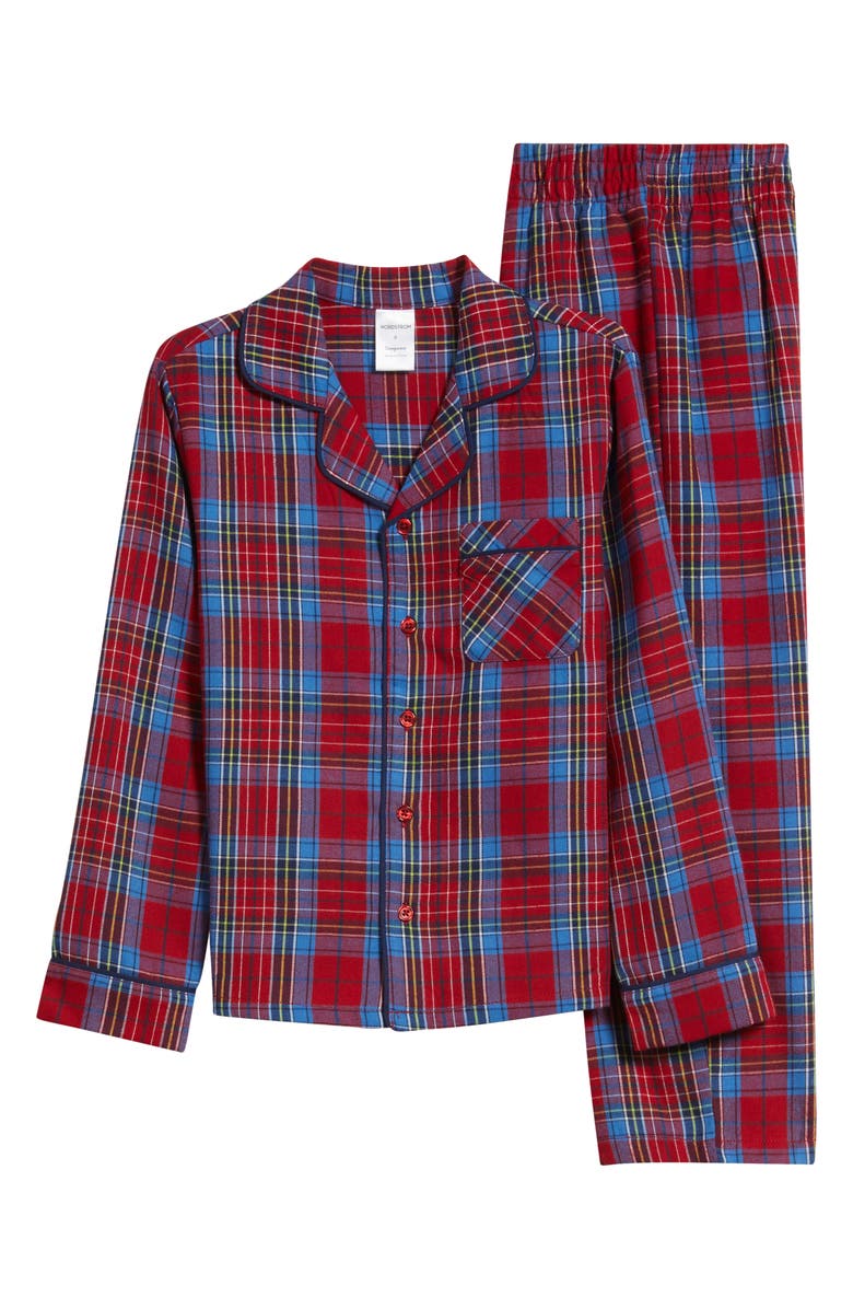 Nordstrom Kids
 Plaid Flannel Pajamas, Main, color, Red- Navy Sleep Plaid