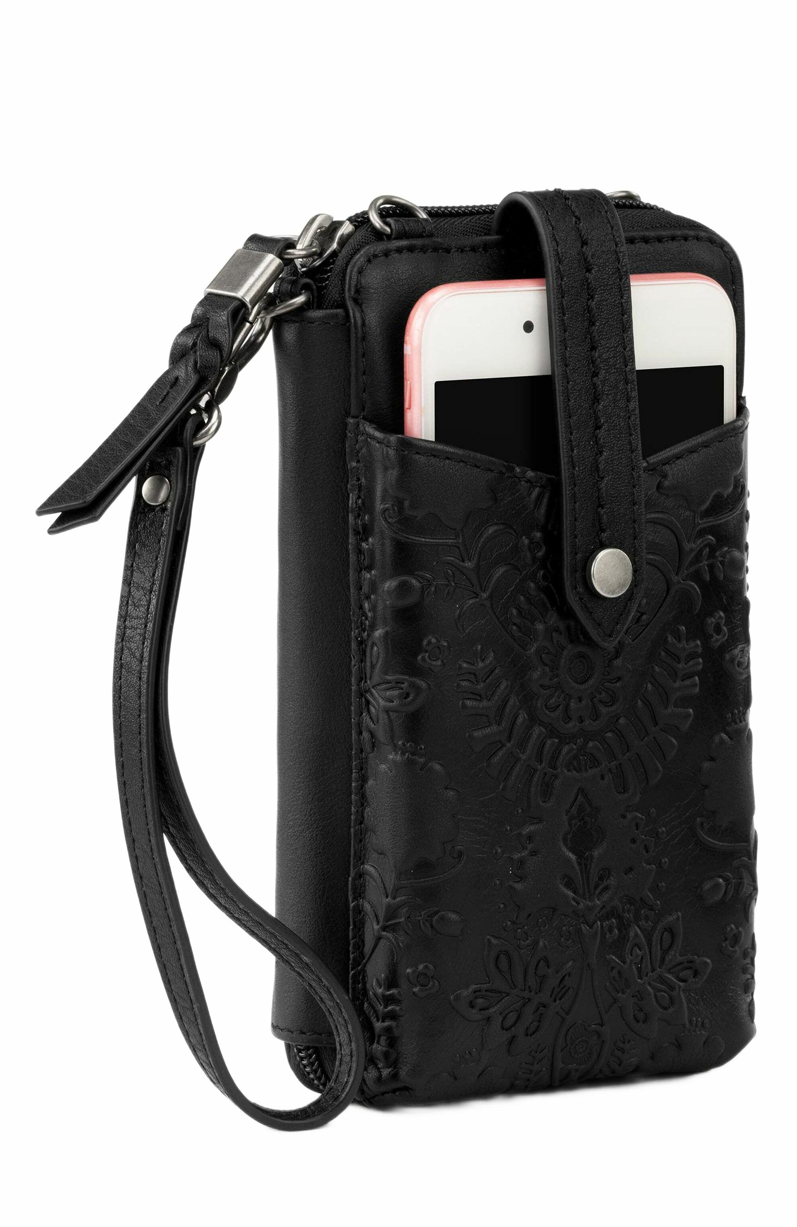 The Sak Silverlake N/S Smartphone Crossbody, Alternate, color, Black Floral Emboss