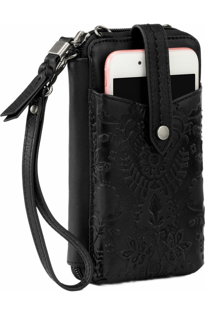 The Sak Silverlake N/S Smartphone Crossbody, Alternate, color, Black Floral Emboss