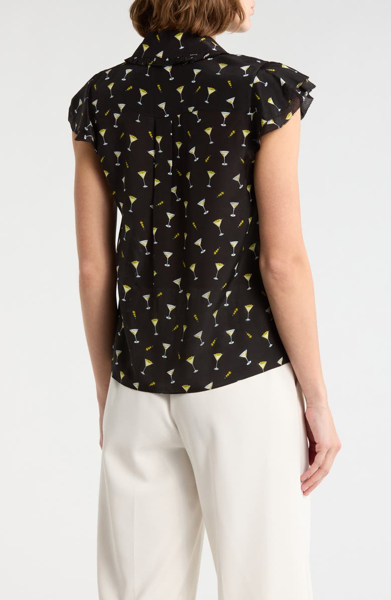 Alice + Olivia Ruffle Silk Blouse, Alternate, color, Last Call