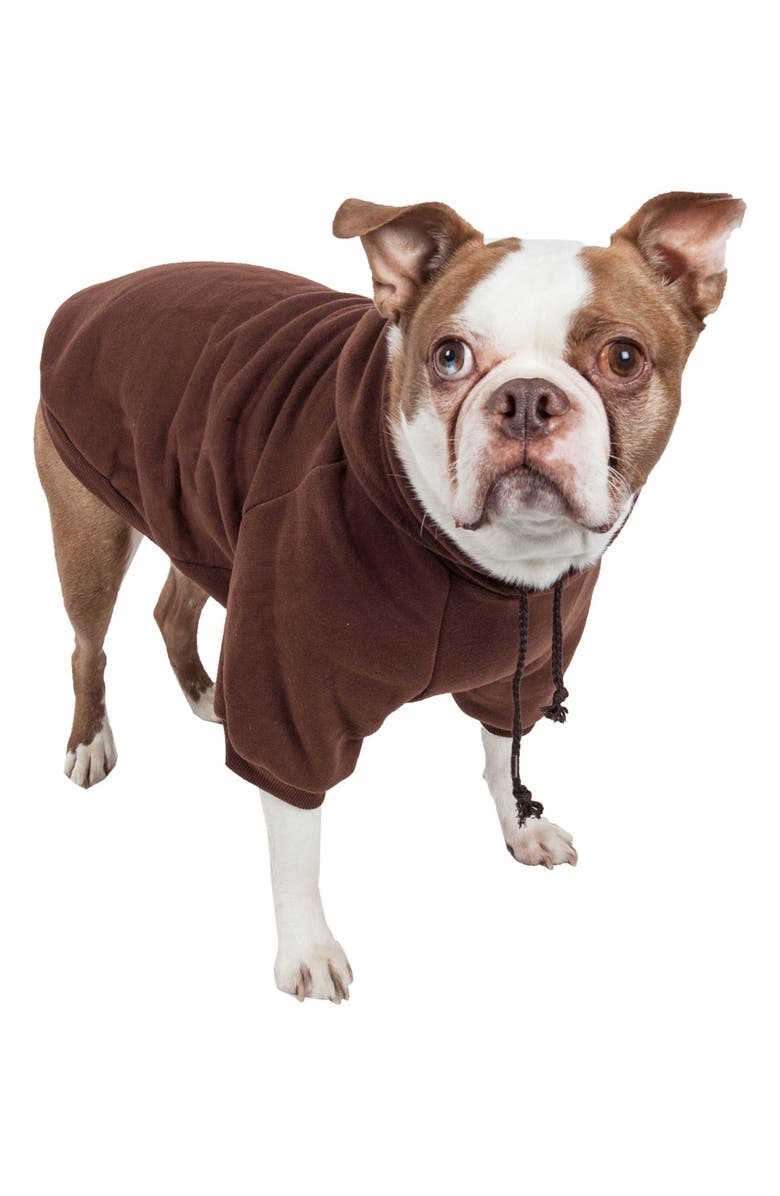 PET LIFE Fashion Plush Dog Hoodie, Alternate, color, Brown
