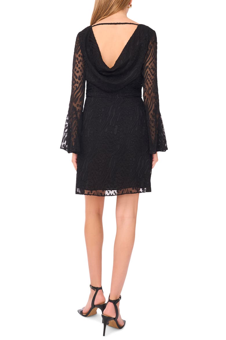 Long Sleeve Cowl Back Minidress, Alternate, color, RICH BLACK