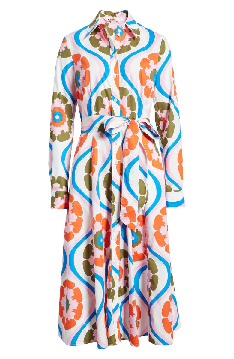 Boden Amy Floral Long Sleeve Cotton Midi Shirtdress, Alternate, color, 