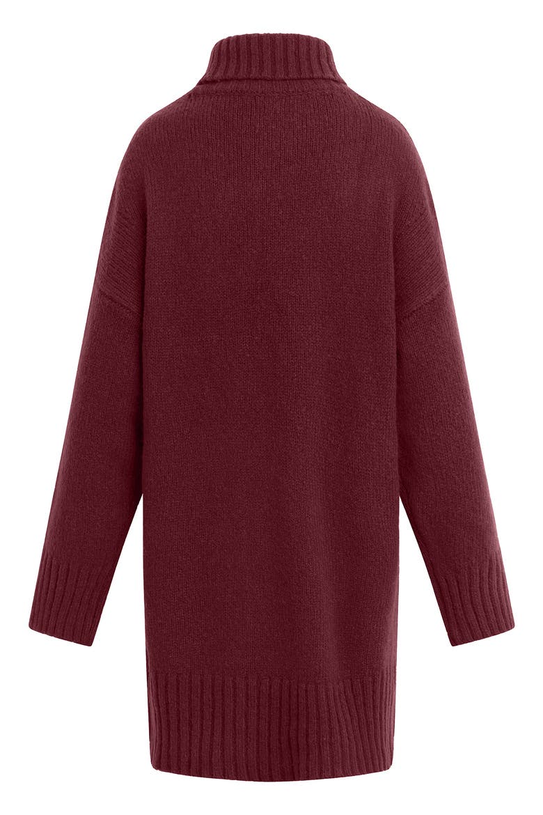 The St. James Long Sleeve Wool & Cashmere Blend Turtleneck Sweater Dress, Alternate, color, VINEYARD