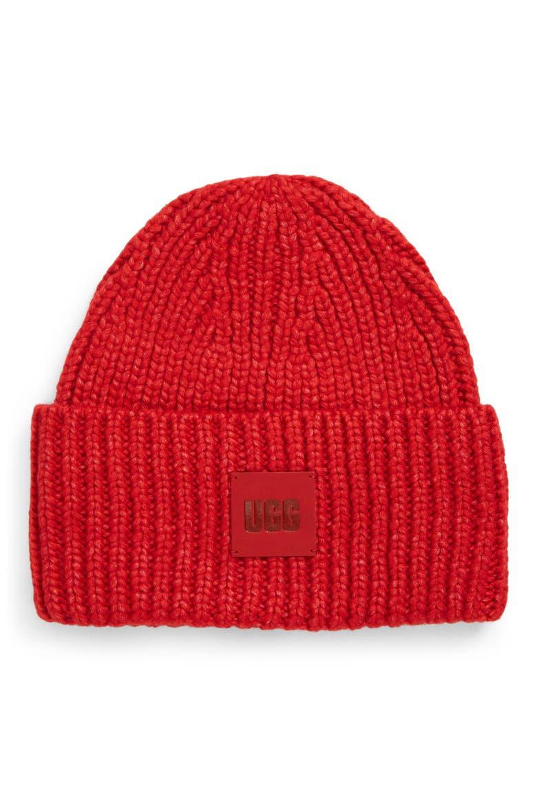 Chunky Rib Beanie, Main, color, SAMBA RED
