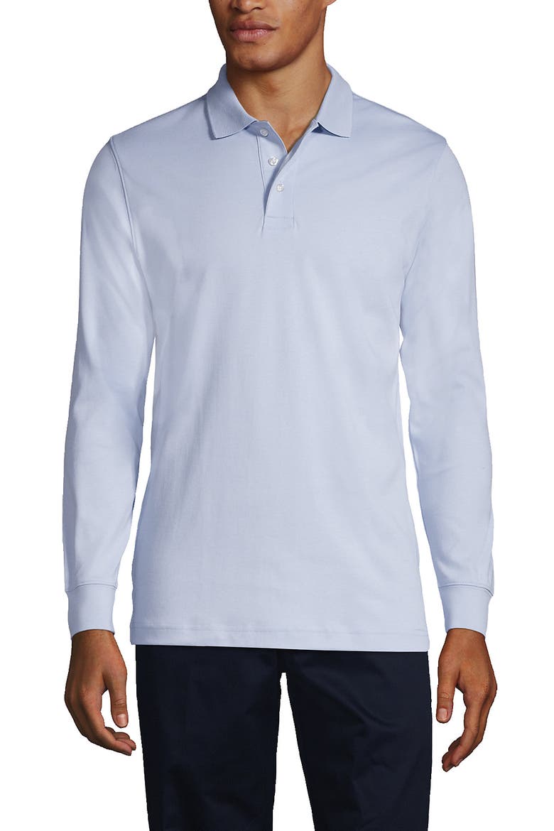 School Uniform  Long Sleeve Interlock Polo Shirt, Main, color, Blue
