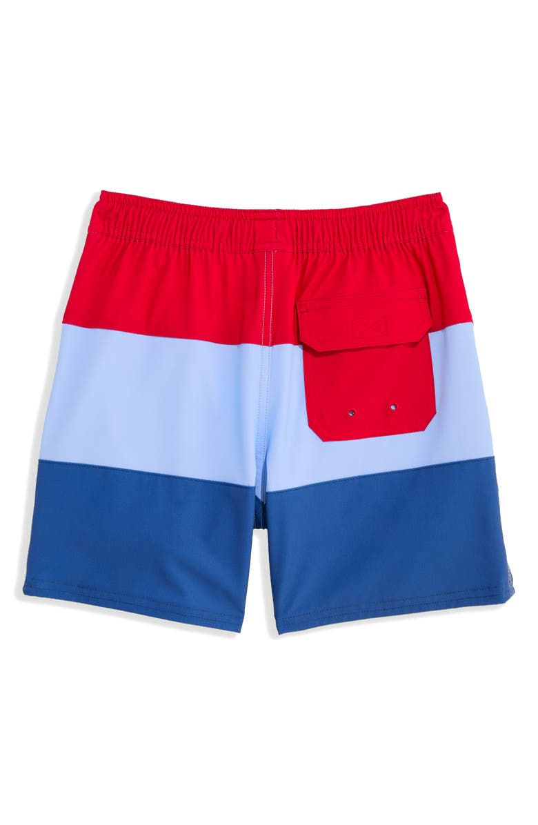 vineyard vines Kids' Chappy Colorblock Swim Trunks, Alternate, color, Lighthouse Red